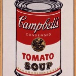 RICHARD PETTIBONE : ANDY WARHOL, SOUP CAN, 1963, 1969, synthetic polymer paint and silkscreen on canvas in artist's frame, 12.7 x 10.1 cm